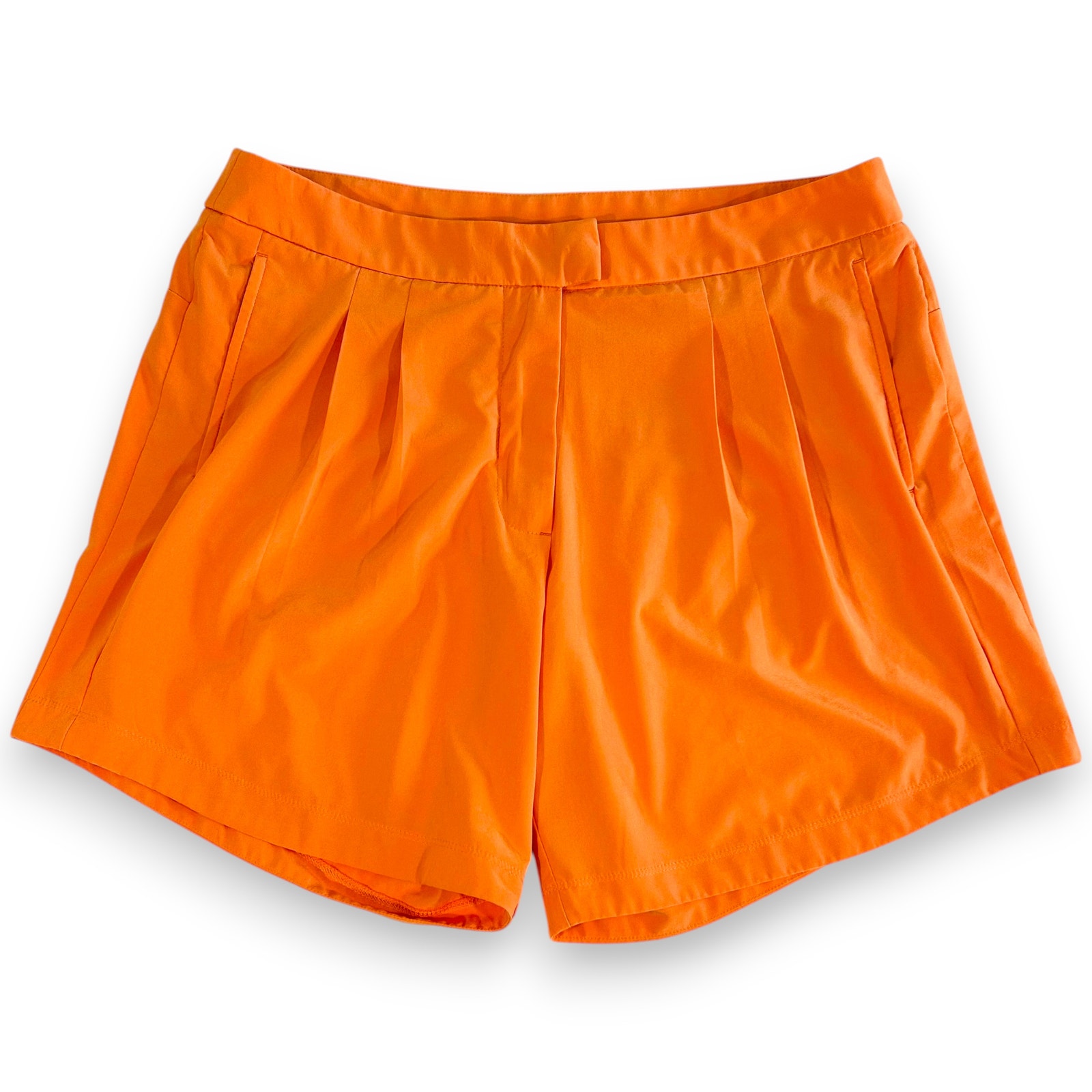 Nike Womens 12 Shorts Pleated Dri Fit Golf Tennis Orange 7" Inseam 10.5" Rise